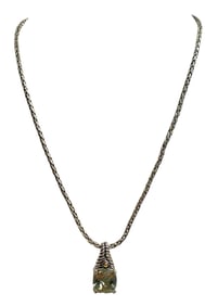 EFFY Green Amethyst, Sterling Silver & 18K Yellow Gold Square Pendant Necklace