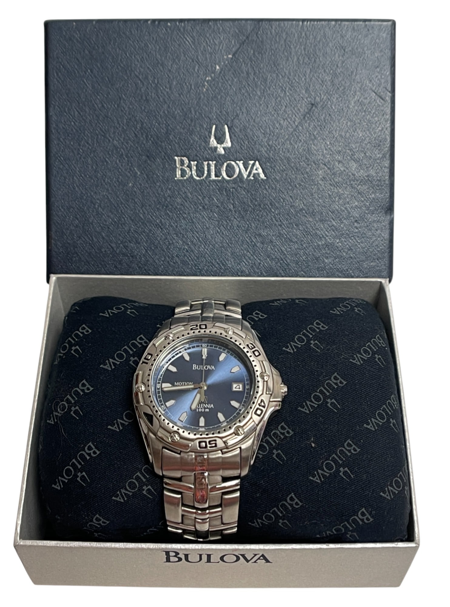 Bulova Quartz T9 Millennia Motion Quartz Watch: In original box with owners guide & extra link. Overall very good condition, please see photos.