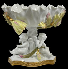 c1930 Attb. Moore Porcelain Putti Cherub Centerpiece