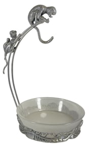 Arthur Court Monkey Banana Holder With Glass Bowl