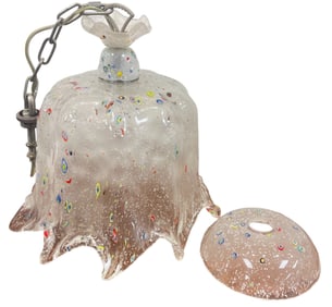 Vintage Murano Millefiori Tulip Art Glass Pendant Light