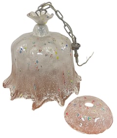 Vintage Murano Millefiori Tulip Art Glass Pendant Light