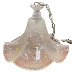 Vintage Large Murano Millefiori Trumpet Art Glass Pendant Light