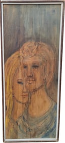 Illegibly Signed c. 1960s O/P Young Lovers Hippy Couple