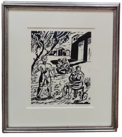 Jared Fitzgerald Linoleum Cut Print City Ways 3, 1988