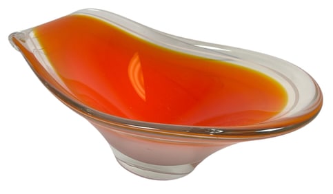 Mid Century Signed Flygsfors Coquille Art Glass Sculpture Paul Kedelv