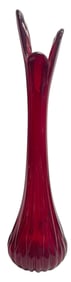 Mid Century LE Smith Deep Red Swung Vase