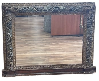 18/19 Century Baroque Style Carved Wood Mirror