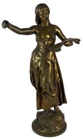Auguste Paris (1850-1915) La Chanson Bronze Sculpture