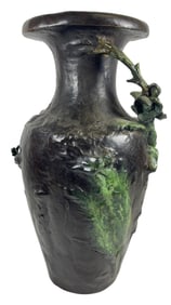 After Auguste Moreau Patinated Bronze Art Nouveau Vase