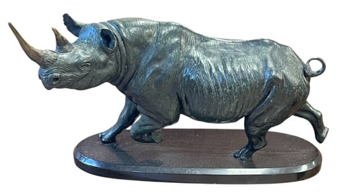 David LeRoy Schaefer (1949 - 2012) Bronze of Rhinoceros