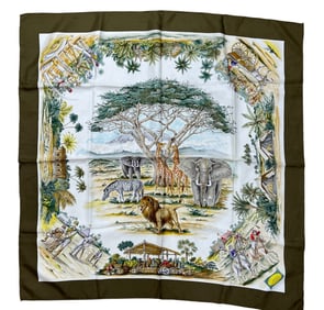 Vintage Gucci Africa Safari / Polo Players Silk Scarf
