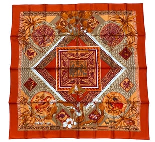 Hermes Le Jardin des Coptes Silk Scarf Never Worn