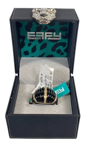 EFFY 14k Yellow Gold Onyx & Diamond Cocktail Ring in Original Box Size 7