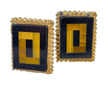 Estate 14k Yellow Gold & Tigers Eye Cufflinks