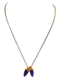 Estate 14k Yellow Gold & Double Amethyst Pendant Necklace