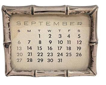 Tiffany & Co. Makers Sterling SIlver Bamboo Perpetual Desk Calendar