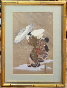After Fujimaro Kitagawa Ukiyo-e Print Beauty in the Snow