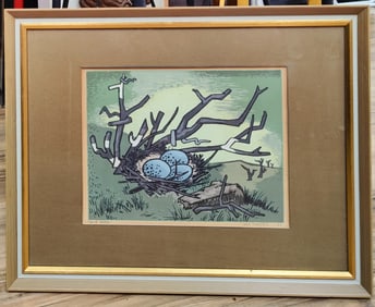 Guy Maccoy Scarce Serigraph Titled Blue Eggs, 1965