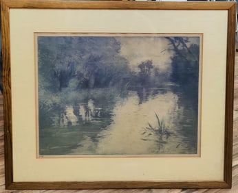 Manuel Robbe Aquatint Engraving Le Eaux Dormantes