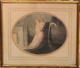 Louis Icart Drypoint Colored Etching Sapho w/ Blind Stamp