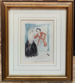 Louis Icart Hand Colored Etching Titled Amourous