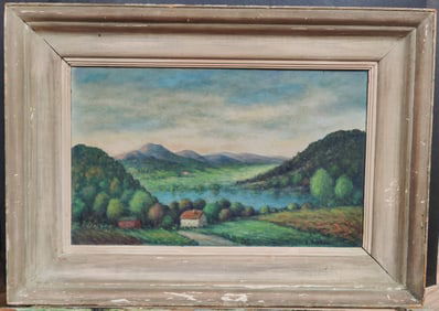 Oscar Fisher O/C New England Barn & House Landscape