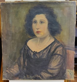 Oscar Fisher O/C Portrait Of His Wife Sadie Fisher