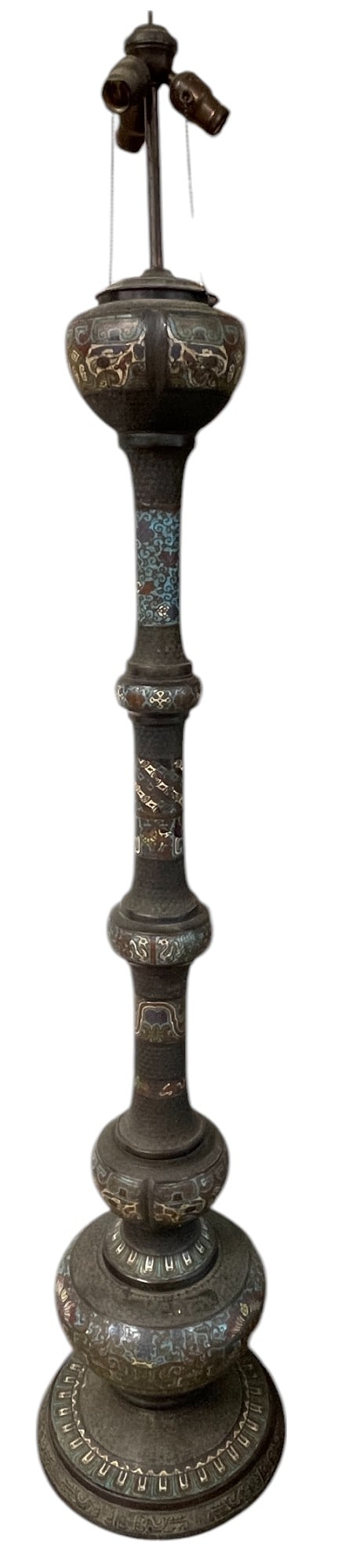 Antique Japanese Bronze & Champlevé Enamel Floor Lamp (1 of 5)