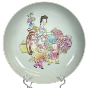 Chinese Export Kangxi Period Famille Rose Ruby Back Pictoral Bowl