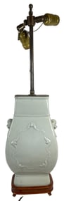 Chinese Monochrome Celadon Lamp with Applied Design