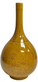 c1680 Antique Chinese Kangxi Imperial Yellow Bottle Vase