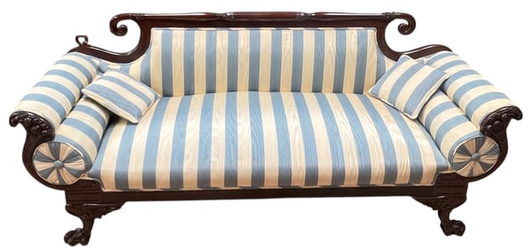 19th Century Empire Style Carved Mahogany Couch
