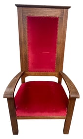 Gothic Revival Oak High Back Bishop Chair
