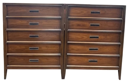 Pair Mid Century Walnut High Dresser Paragon by Drexel