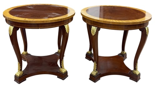 Pair Empire Style Kindel National Trust Collection Mahogany End Tables