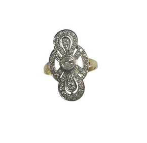Art Deco 14k Yellow Gold & Diamond Ring size 8