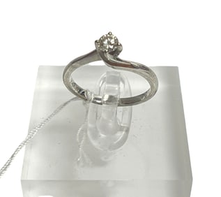 Estate 14k White Gold Diamond Solitaire Ring size 6.75
