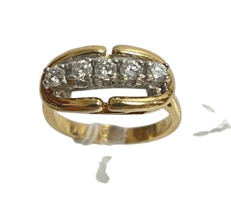 Estate 14k Yellow Gold & 5-Round Diamond Ring size 4