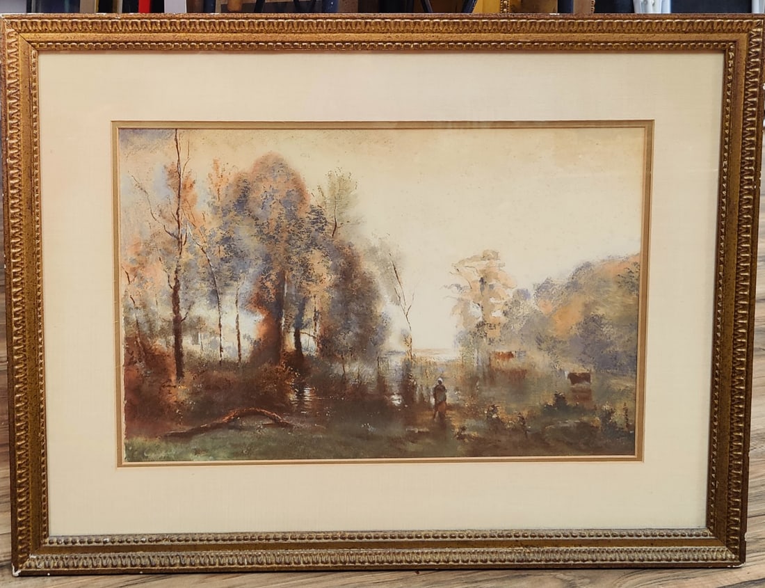 Attributed Camille Corot Tempera European Landscape (1 of 5)
