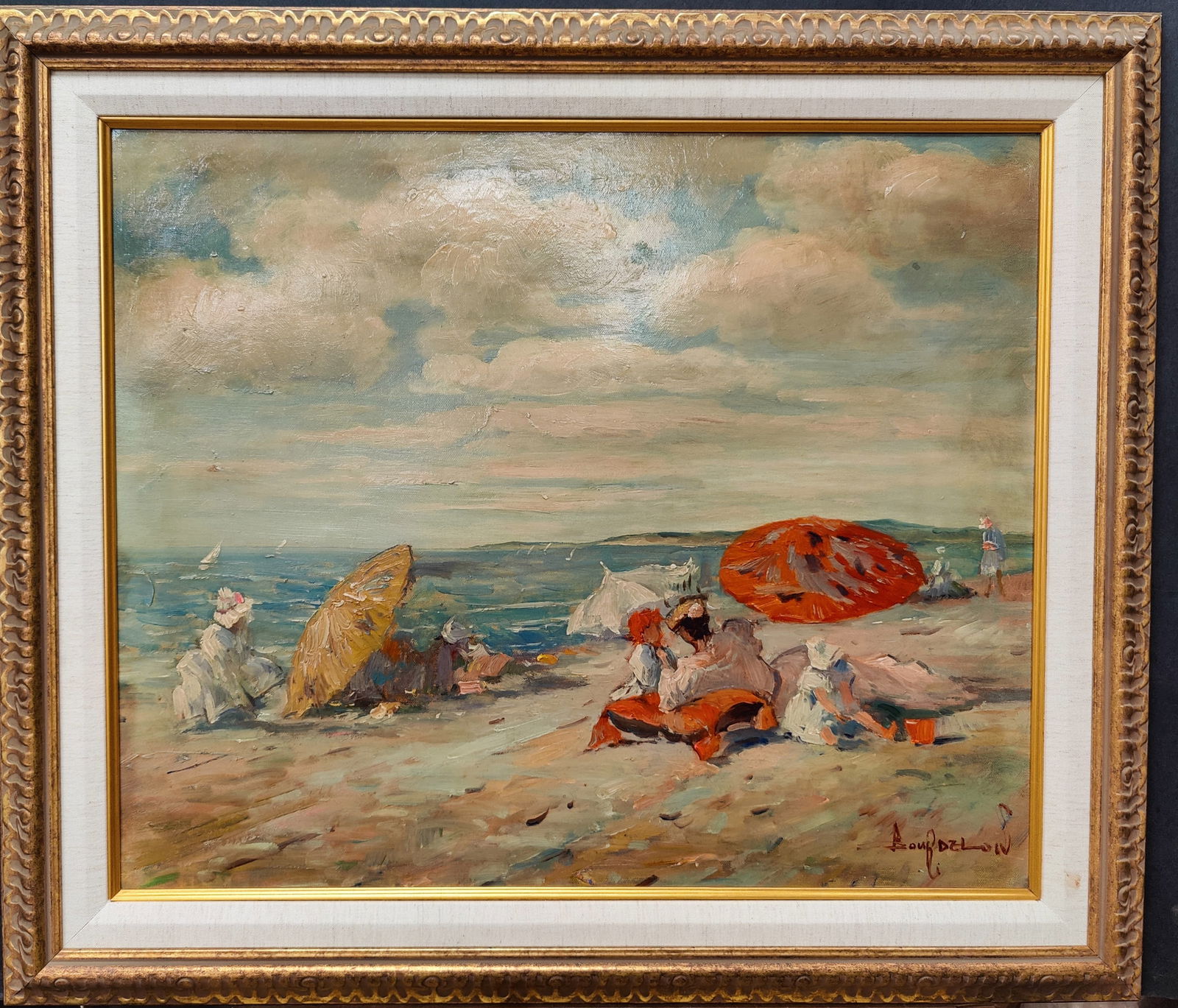 Illegibly Signed Potthast Style French Beach Scene (1 of 5)