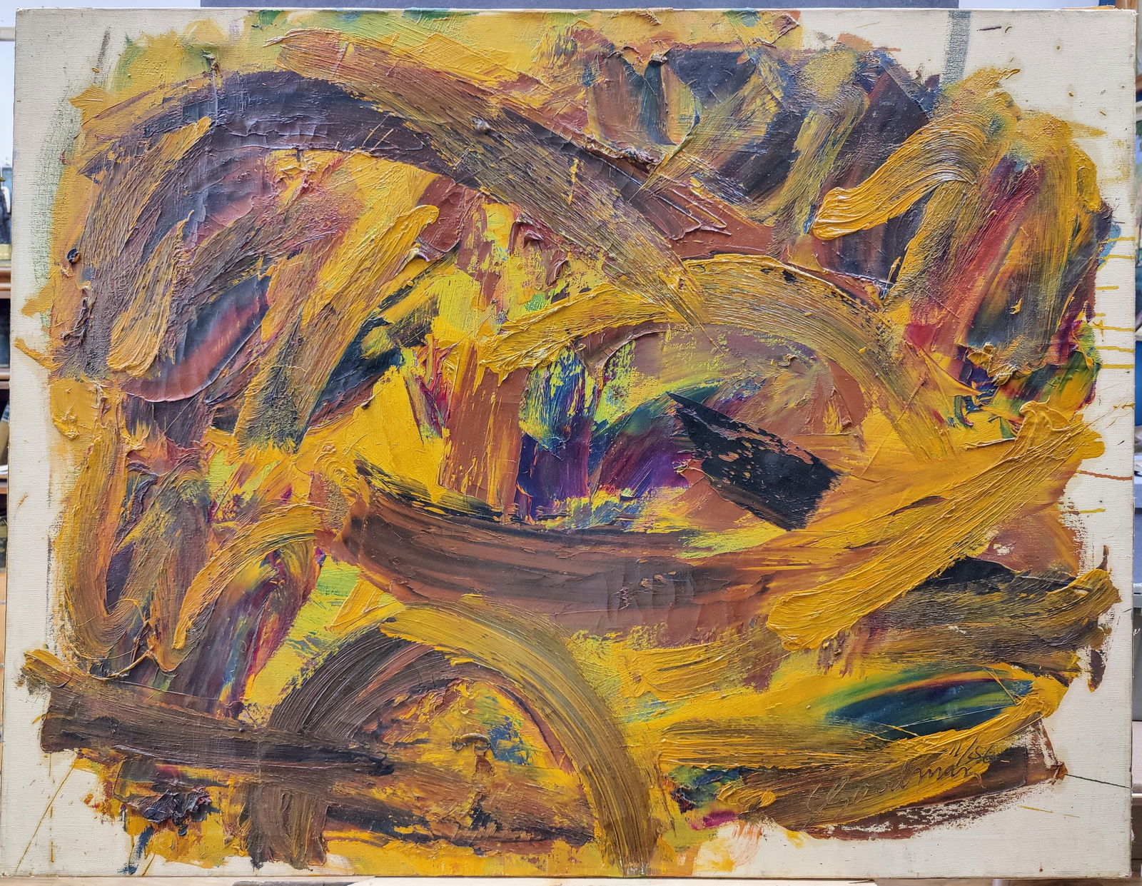 Sam Goodman Large Abstract Expressionist Painting 11/56 (1 of 6)