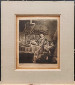 After Rembrandt Reichsdrucke The Gold Weigher Etching