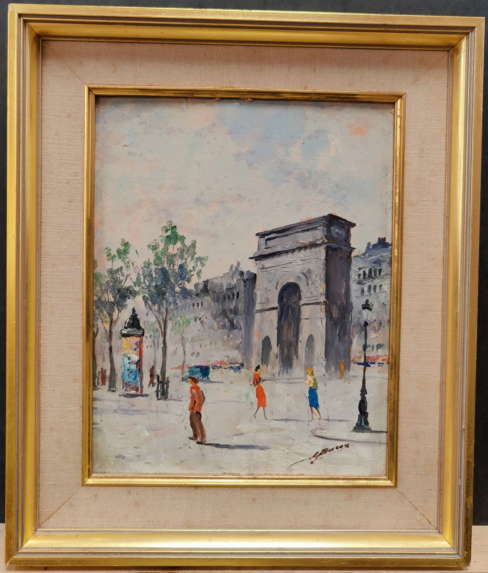 Illegibly Signed French Street Scene w/ Arc de Triomphe (1 of 5)