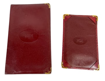 Vintage Cartier Burgundy Leather Wallet & Notepad Holder