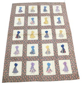 Antique Handmade Sun Bonnet Quilt