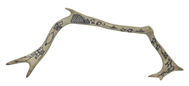 c1960 Kuujjuaraoi (Quebec 1928-) Shoona Aragutak Caribou Antler