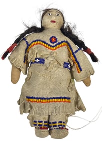 Vintage Native American Cloth & Leather Beaded Doll