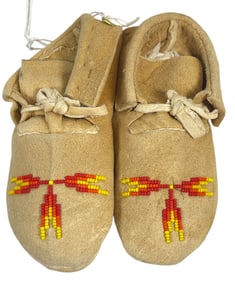 Native American Shoshone Child's Beaded Moccasins