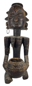 Antique ROC Luba / Hemba Female Cup Bearer Statuette